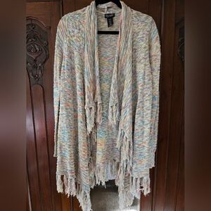 Wrangler Retro Multicolor Fringe Sweater Poncho